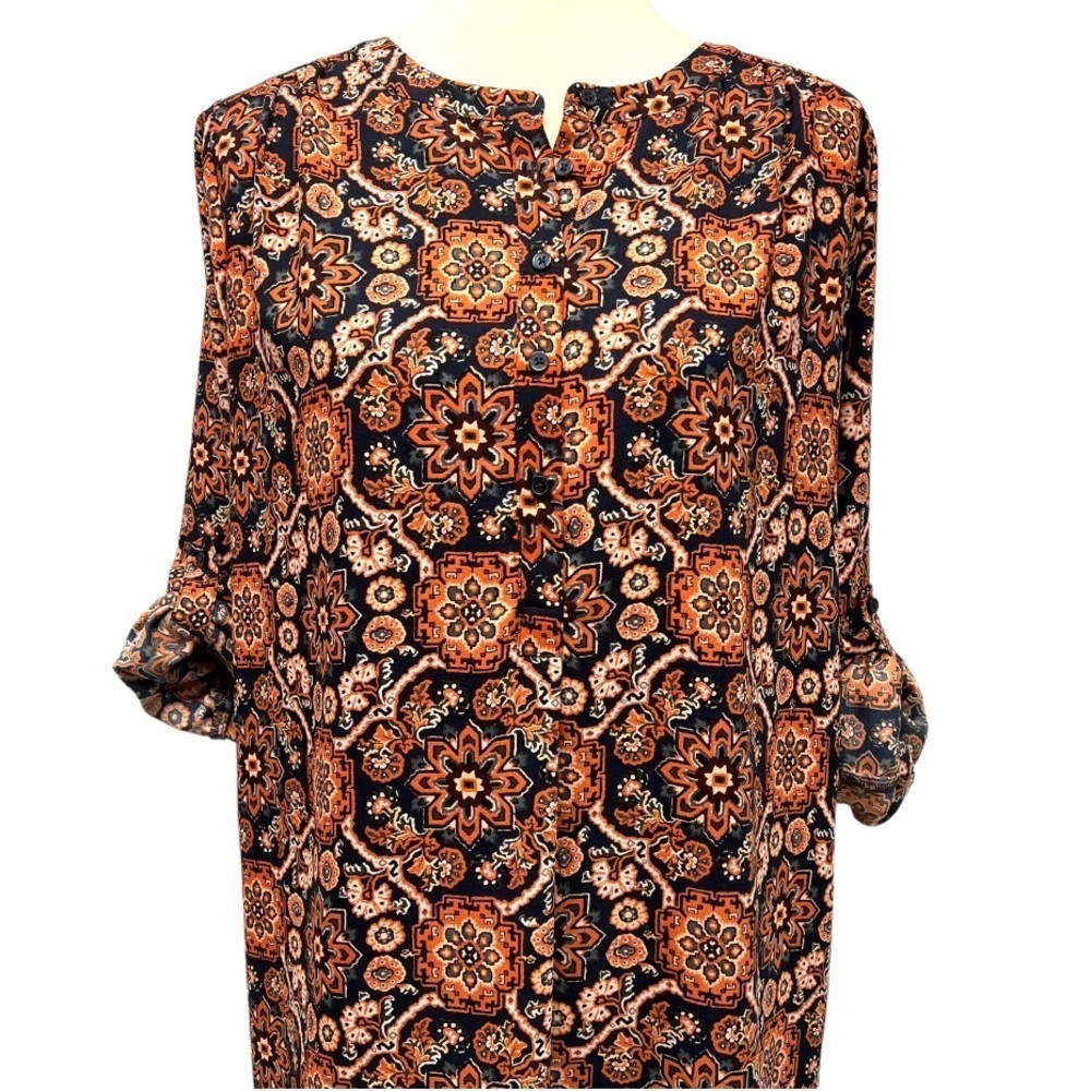 Loft Outlet Floral Long Tab Sleeve Shift Dress Womens Medium - Picture 4 of 12